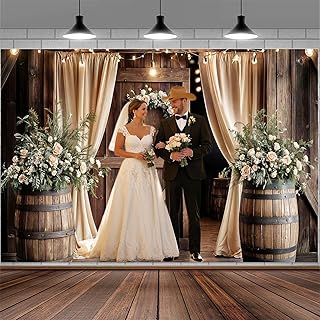 10X8ft Wooden Wedding Backdrop Banner Vintage Country Floral Barn Door Anniversary Photography Backdrops Western Rustic Plank Birthday Party Baby Shower Party Photographic Studio Photo Backgrounds