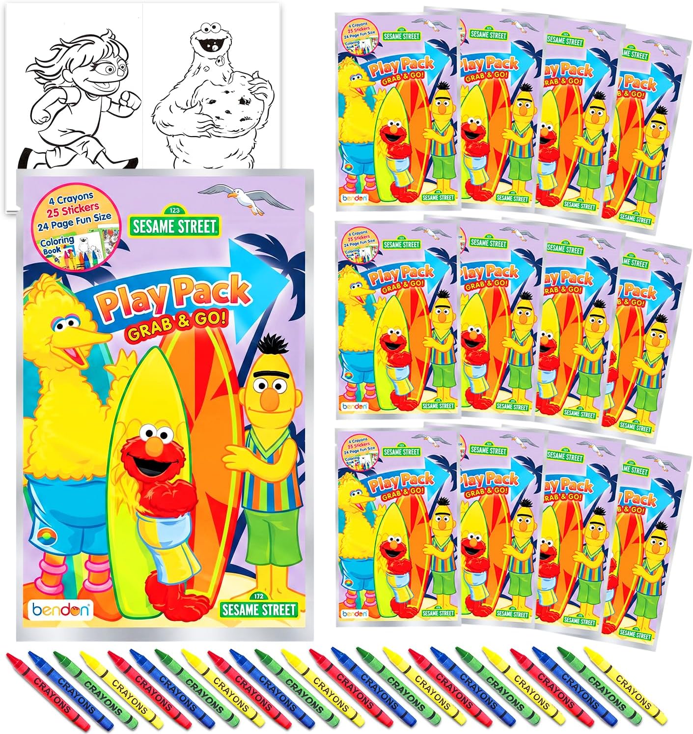Sesame Street Party Favors Activity Pack Bundle - 15 Goodie Bags Stuffers