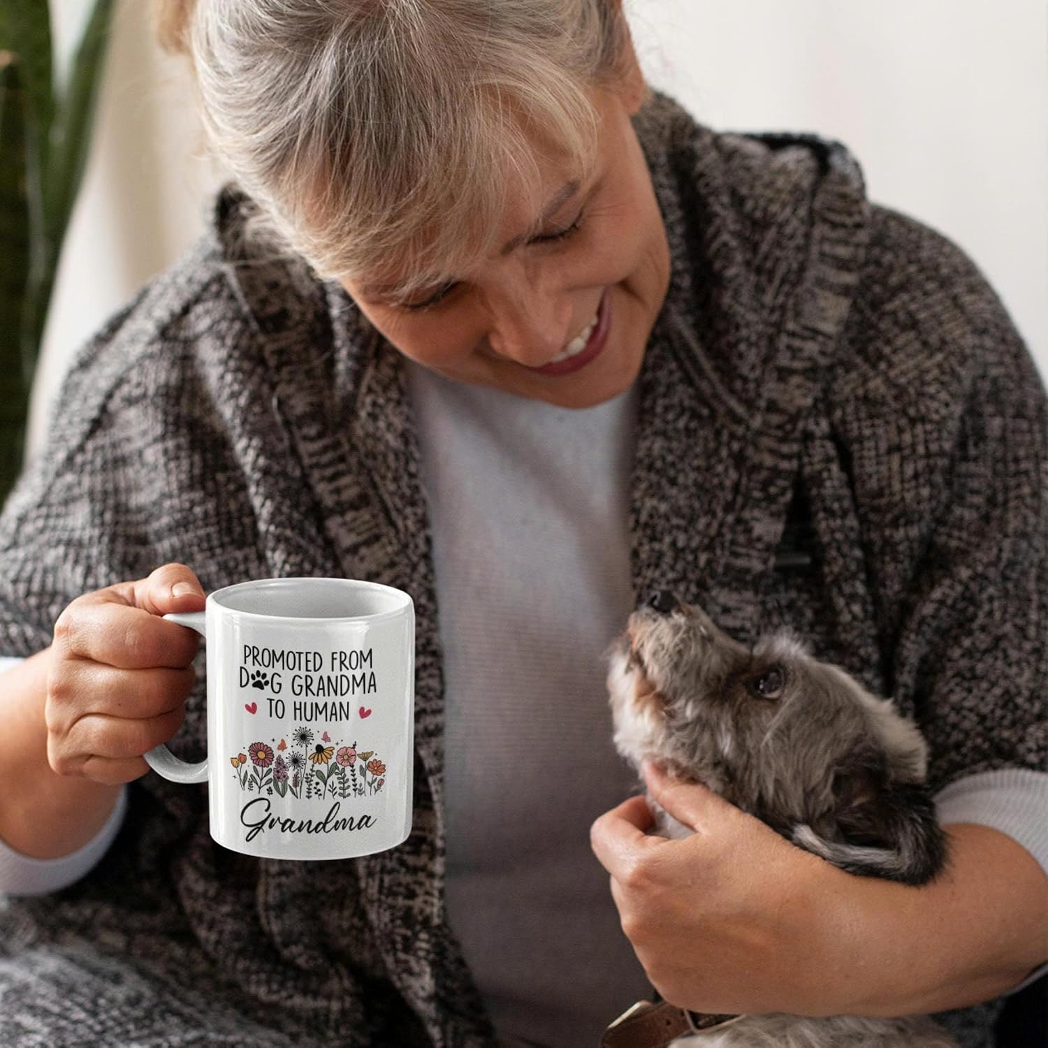 Promoted To Grandma Gift, Dog Grandmas To Human Grandma To Be Mug, New Grandmas Gifts From Daughter, Pregnancy Announcement Present, Mothers Day, Christmas image 2