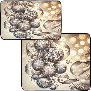 Christmas Baubles Pee Pads for Dogs, 2-Pack Washable Puppy Pads Reusable Dog Pee Pad Non-Slip Training Pads for Potty, Crate, Bed, 24x36in + 36x42in