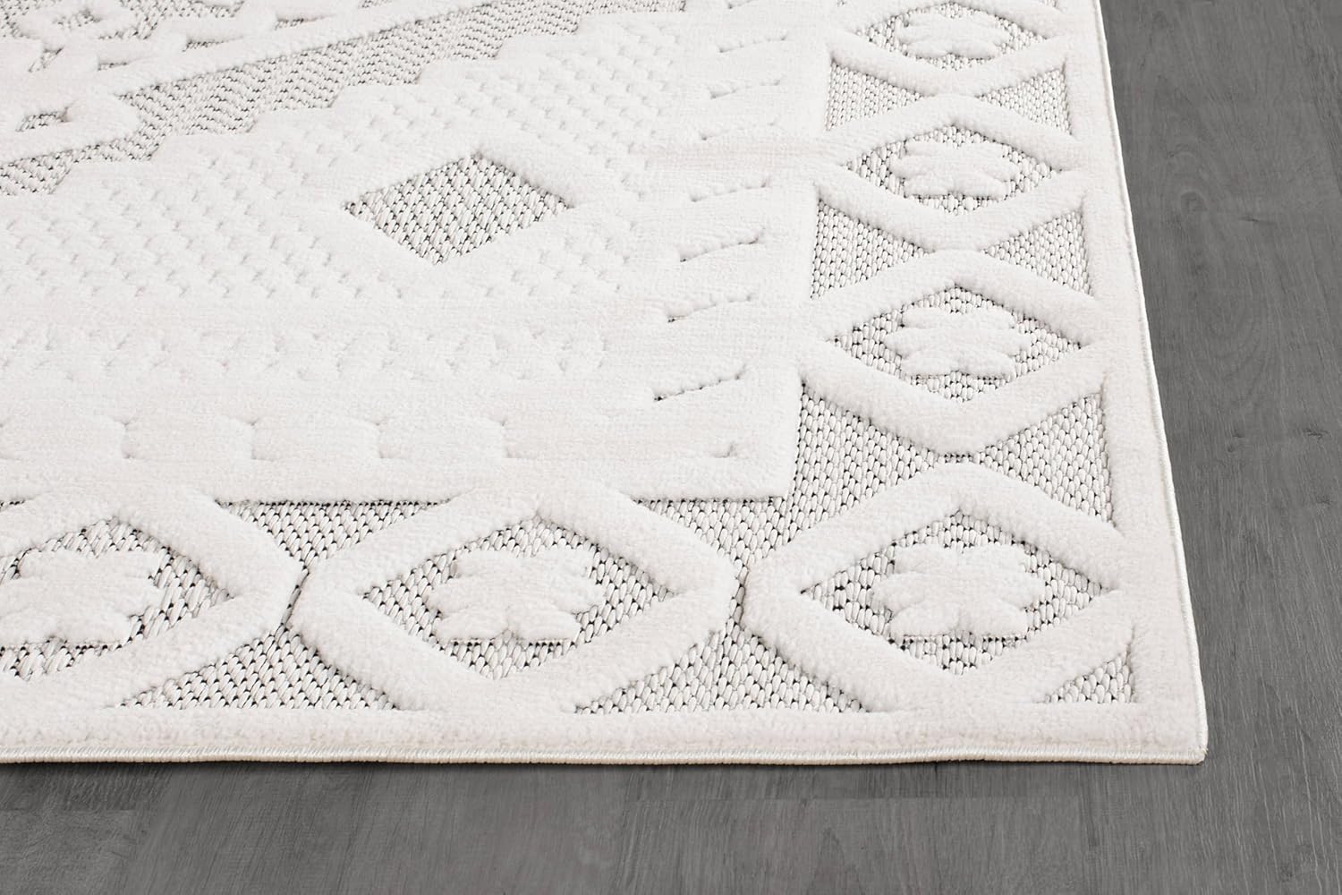 Luul Home Modern Micro Loop Indoor Area Rugs for Living Room Bedroom Kitchen Geometric Trellis White 6x9 Luxury Durable Low and High Pile Non-Shedding Stain Resistant Soft Area Carpet 6 x 9