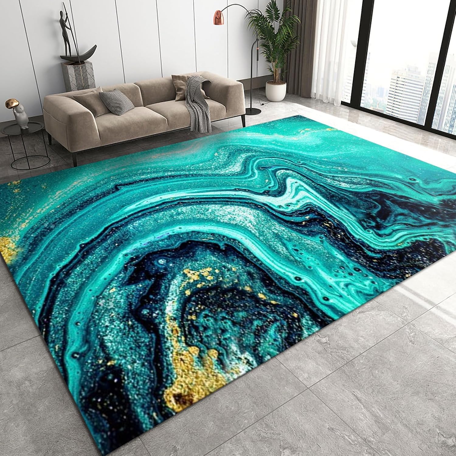 Tappeto Con Illusione Ottica 3D Per Soggiorno, Strisce Di Trama Geometrica Astratta Stampato,Tappetino Per Decorazioni Per La Casa,Tappetino Antiscivolo,Zerbino Lavabile 100 X 200 Cm - Pu -70697220710