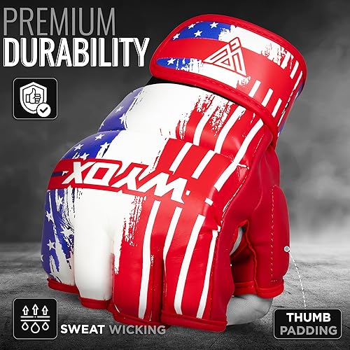 Miniatura 2 de WYOX Guantes MMA para hombres y mujeres  Guantes de boxeo de agarre y combate con diseño de palma abierta, guantes de entrenamiento acolchados sin