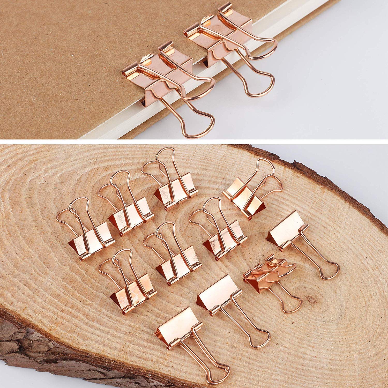 Orrda Binder Clip | Metal Rose Gold Paper Holder Clip | Office File Clip Holder | Spine Binder Clip for Office Desk School Desk Supplies Organizer (19 mm, Pack of 40 Pcs) 2