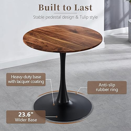 Miniatura 5 de Mesa de comedor redonda de 31.5 pulgadas, mesa de tulipanes de mediados de siglo con base de pedestal de metal, mesa de ocio moderna para espacios