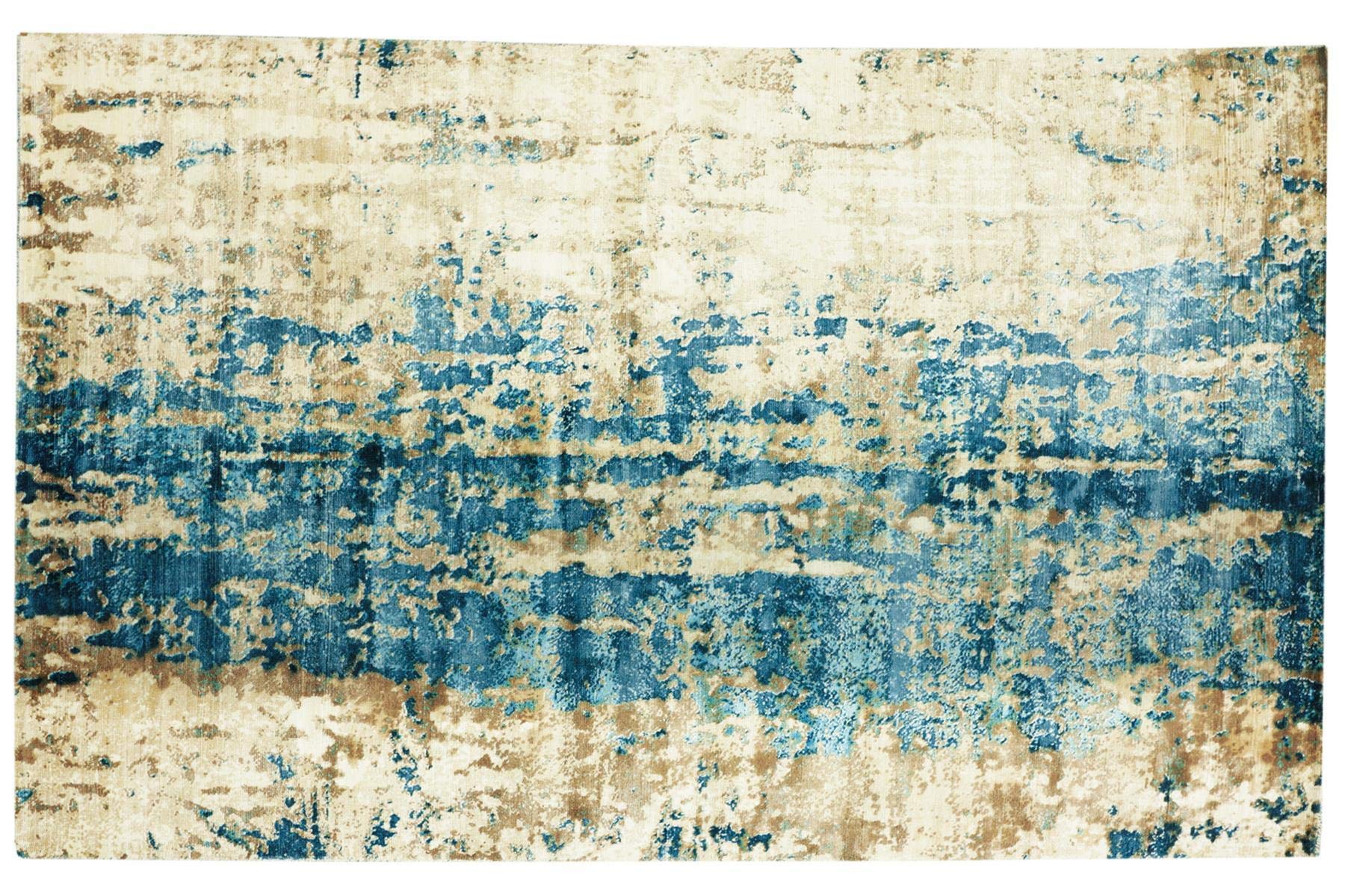 Tapis vintage abstrait bleu 160x230 cm grand format chambre