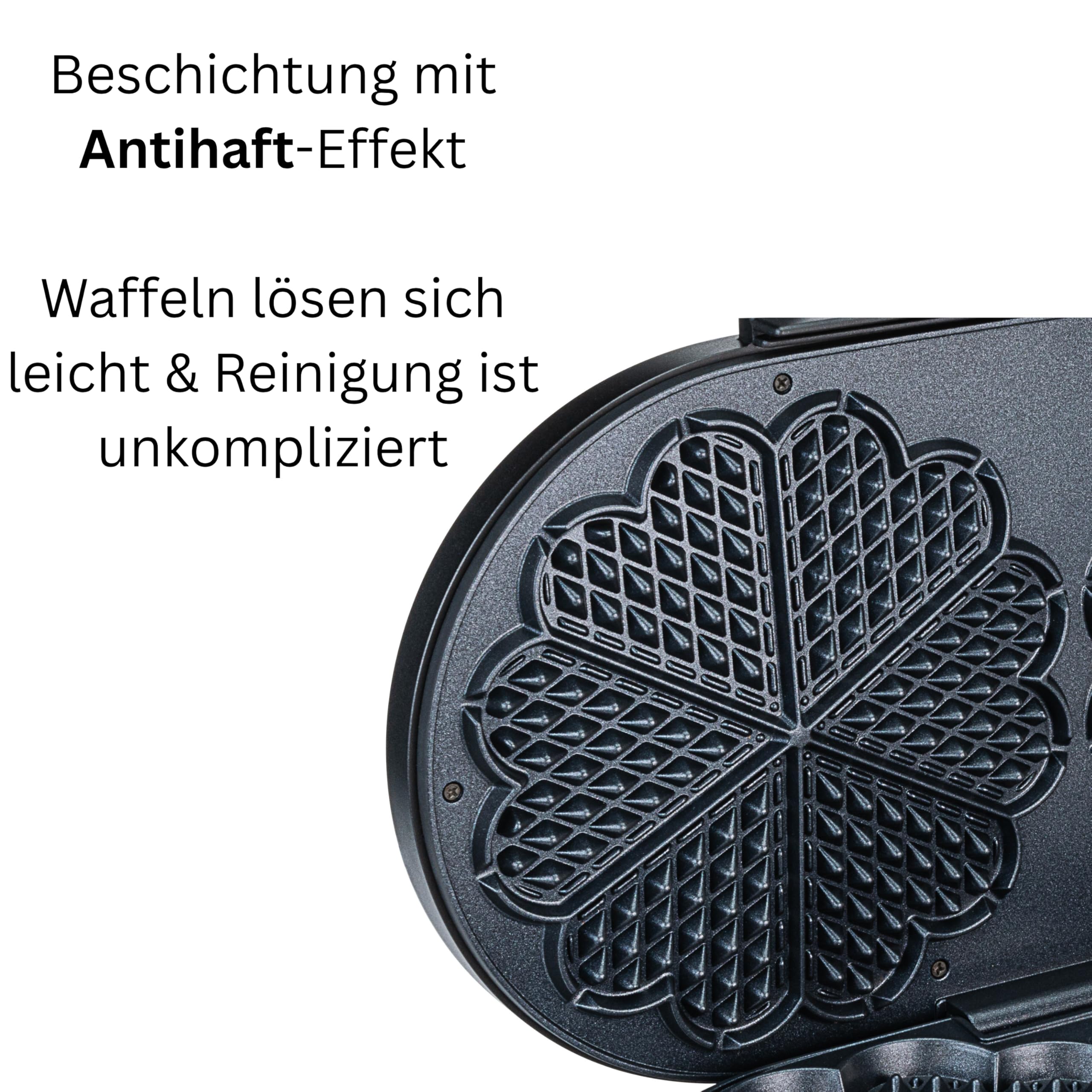 Wilfa GRAND DOUBLE Waffeleisen I 2 x 22cm große Waffeln I mit 6 Herzen I doppelte Antihaft-Beschichtung I inklusive Teig-Kelle I Doppel-Waffeleisen (schwarz)
