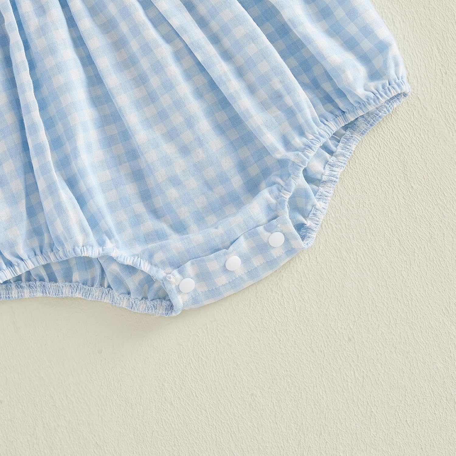 MERSARIPHY Newborn Baby Girl Summer Clothes Peter Pan Collar Plaid Flower Smocked Bubble Short Sleeve Romper One Piece Outfit - Image 7