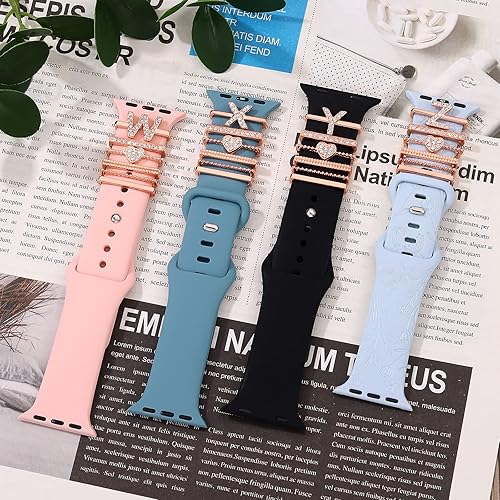 Miniatura 6 de Gillna Dijes decorativos para correas de reloj inteligentes de 1.496 pulgadas, 1.575 pulgadas, 1.614 pulgadas, 1.654 pulgadas, 1.732 pulgadas, 1.772