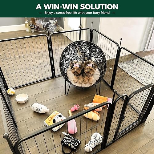 Miniatura 3 de FXW Rollick Dog Playpen 24" H 8 paneles y tubo silenciador negro