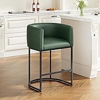 Vista 10 de Juego de 2 taburetes de bar de altura de mostrador de 26 pulgadas de alto, modernos taburetes de contador de barril con respaldo y brazos, taburetes