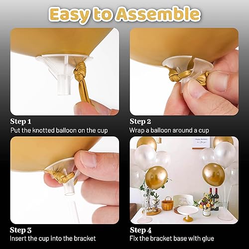 Miniatura 5 de JOYYPOP Juego de 4 soportes para globos palos de globos con base para mesa cumpleaños baby shower decoración de fiesta de graduación