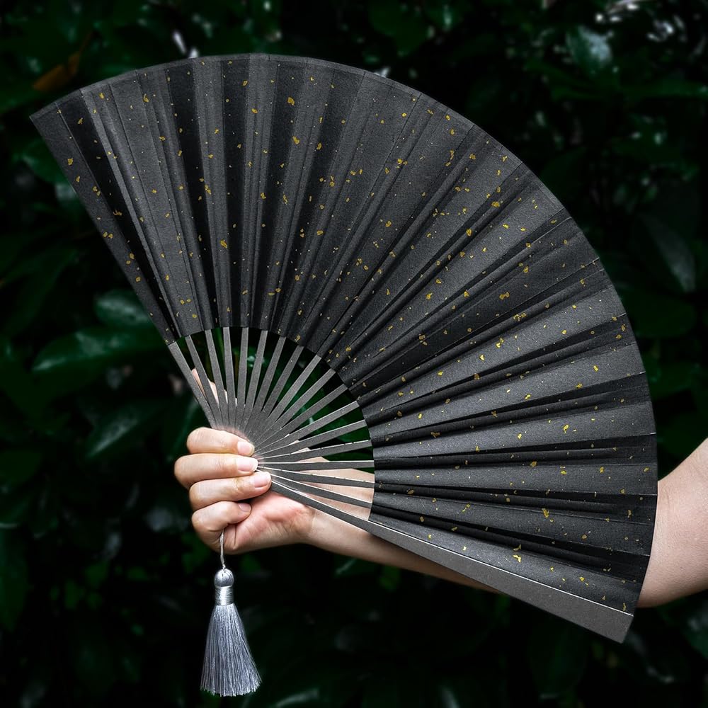 Amazon | [FEGVE] チタン 扇子 メンズ ブラック 折りたたみ式 紳士用