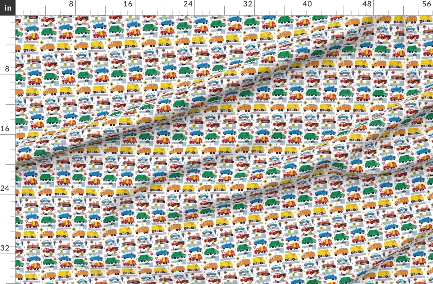 Spoonflower Fabric - Trucks Boys Cars Kids Room Nursery Printed on Organic Cotton Sateen Fabric by The Yard - Sewing Quilting Apparel Home Decor