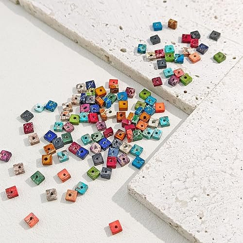 Miniatura 3 de Firstmeet 160 cuentas cuadradas de jaspe imperial para hacer joyas, para adultos, accesorios de pulseras de cuentas multicolor (DIY-1024-Mix-1)