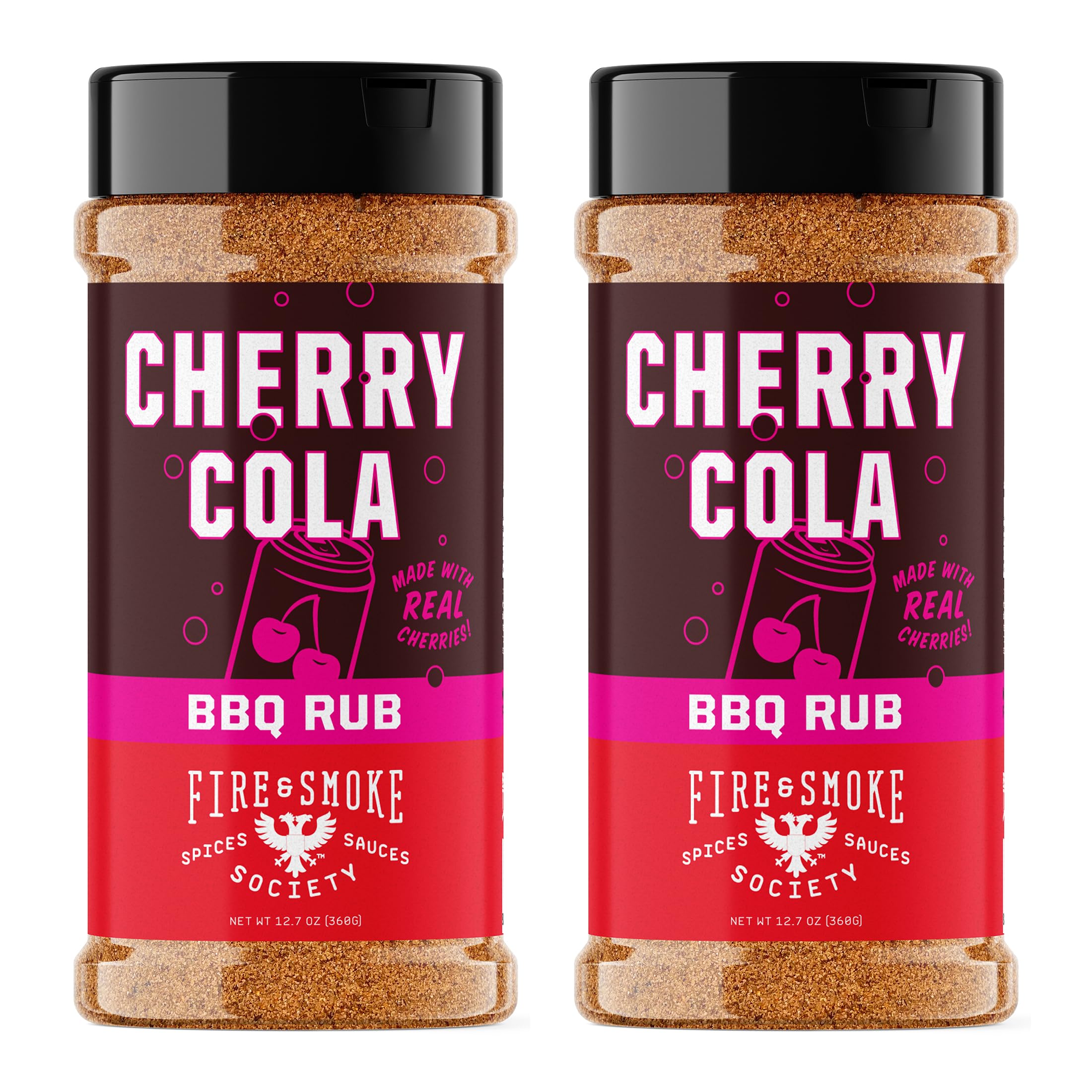 Fire & Smoke Society Cherry Cola BBQ Rubs, Spices for Smoking and Grilling Meat | Beef, Steak, Turkey, Chicken, Pork Ribs, Chops | Barbecue Seasoning, XL (2-Pack)