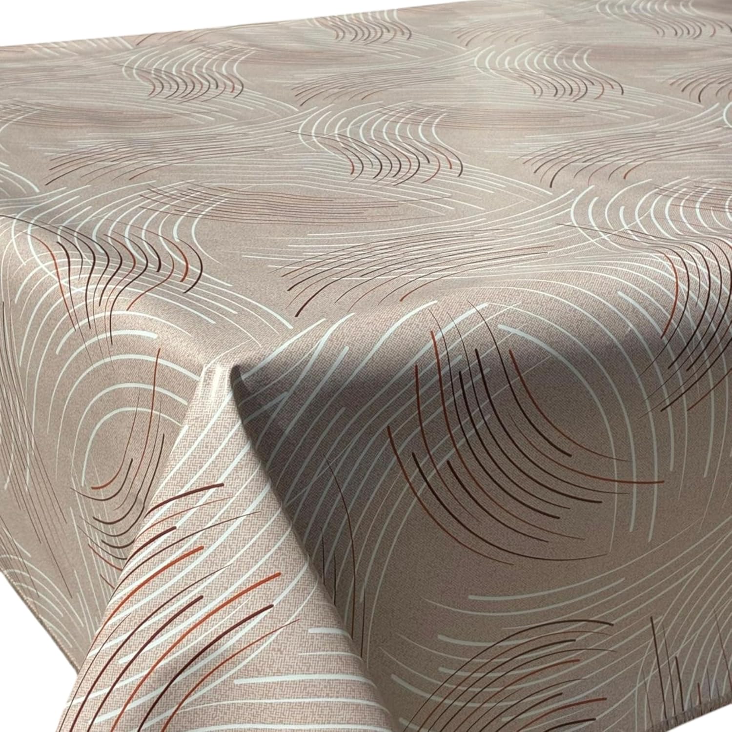 Heavy Duty Flannel Backed Vinyl Tablecloth with Flannel Backing Easy to Wipe-Clean Oilcloth Waterproof Plastic Rectangle 55x90 inch Milky Brown Table Cover