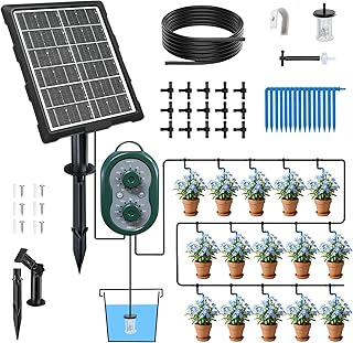 Solar Bewässerungssystem Garten 2026 Urlaubsbewässerung Tropfbewässerung mit Timer, 15m Automatische Bewässerung 132 Modi, Bewässerungssystem Balkon, Bewässerung für Hochbeet, Gewächshaus, Pflanzen