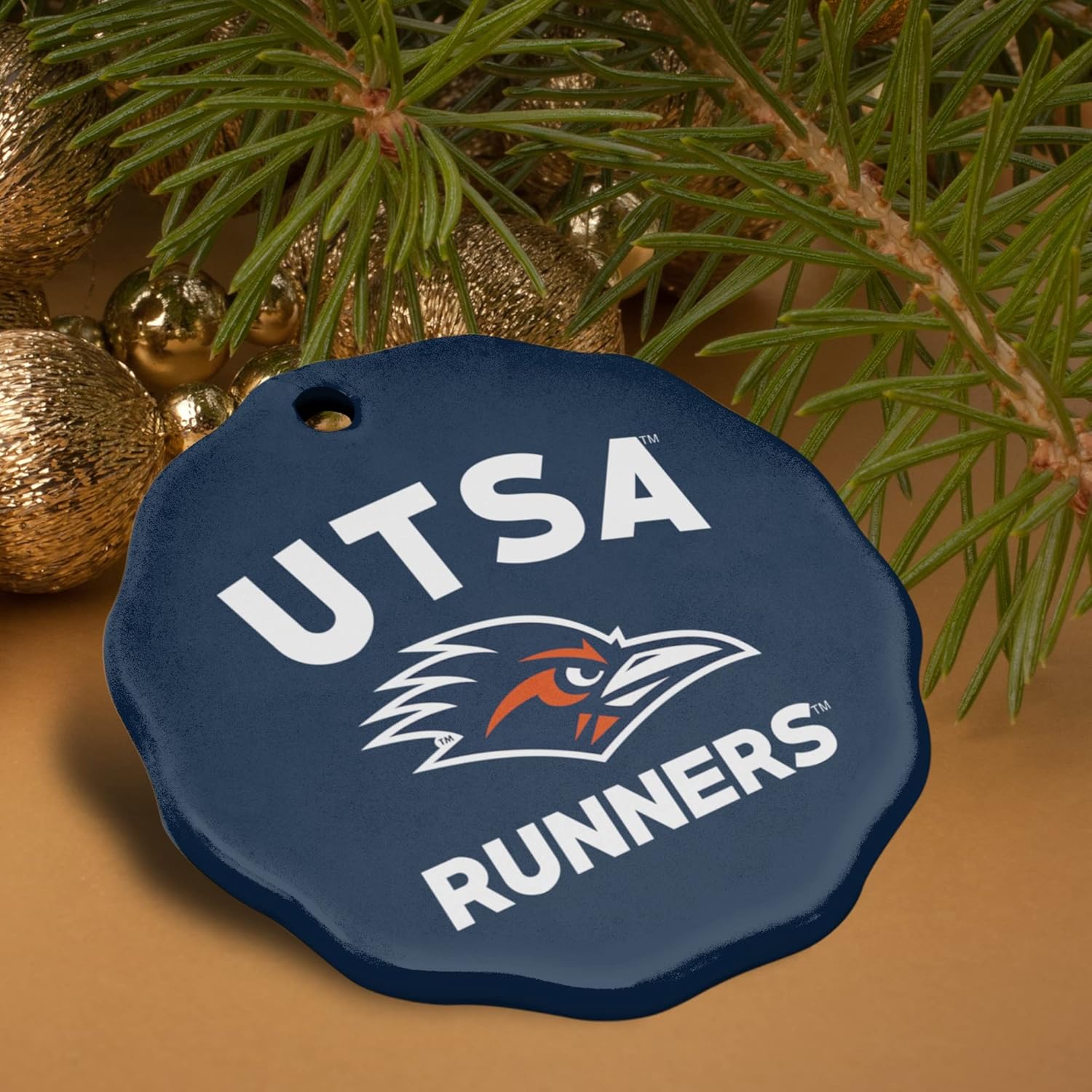 GRAPHICS & MORE The University of Texas at San Antonio Roadrunners Logo Porcelain Scalloped Holiday Christmas Tree Ornament - 2.8" (7.1 cm) - Image 4
