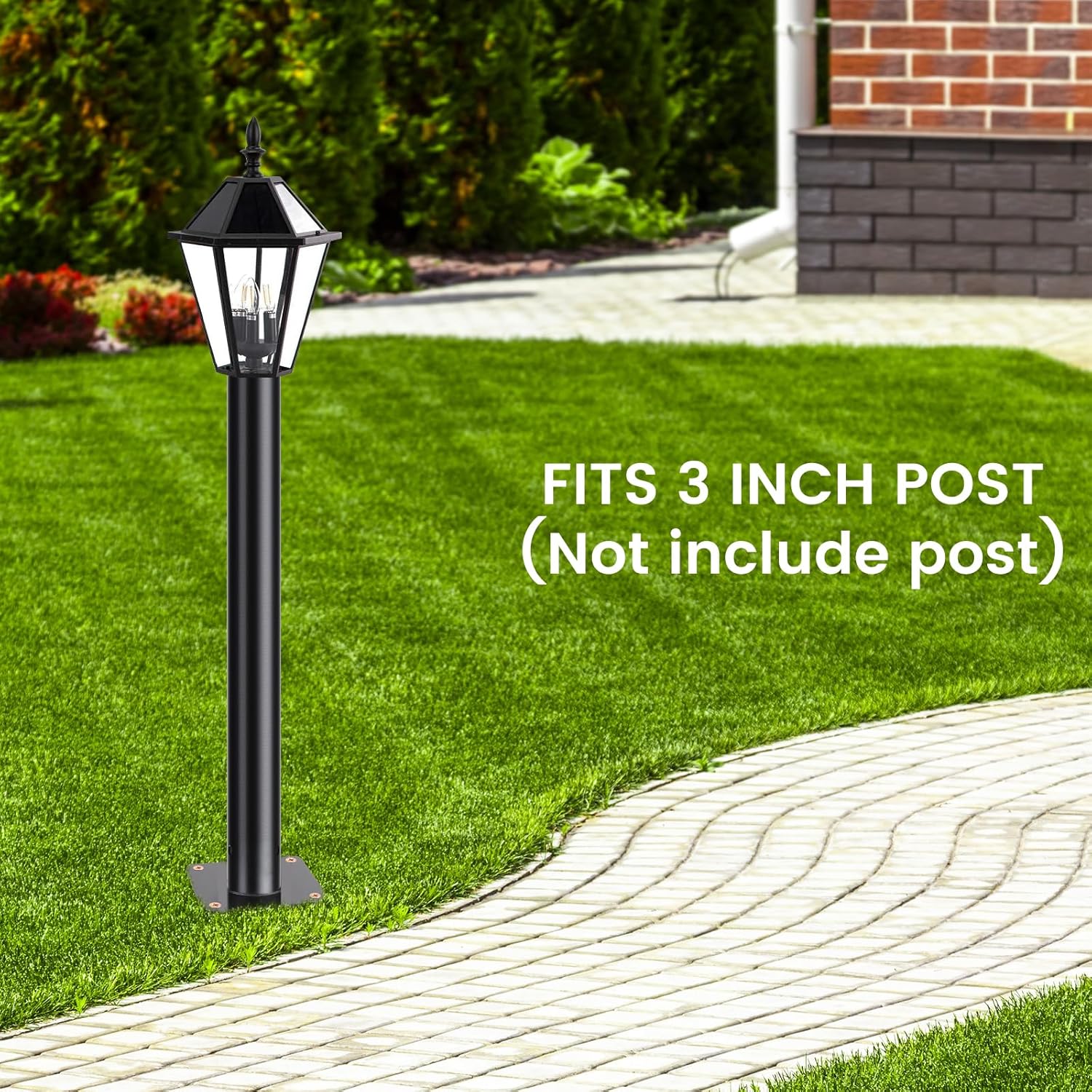 Heavy Duty 3" Pier Mount Adapter for Surface Mount Posts, Outdoor Black Metal Base for Lamp Post, Mailbox Pole, Light Pole – Rust-Resistant Bracket for Patio, Garden, Driveway, and Walkways