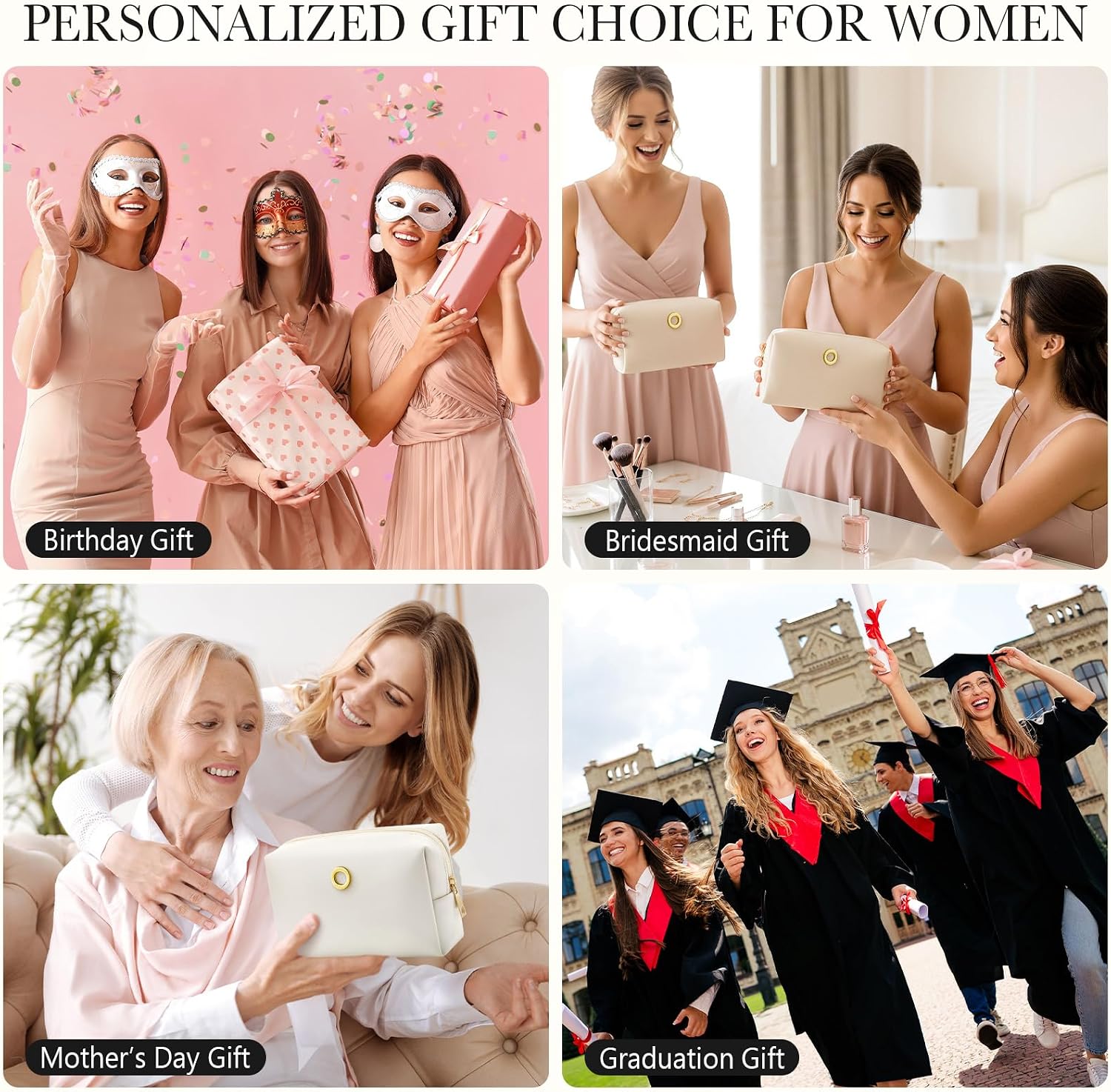 Kigeli Initial Makeup Bag Gifts for Women Teen Girls Bridesmaid, O image 4