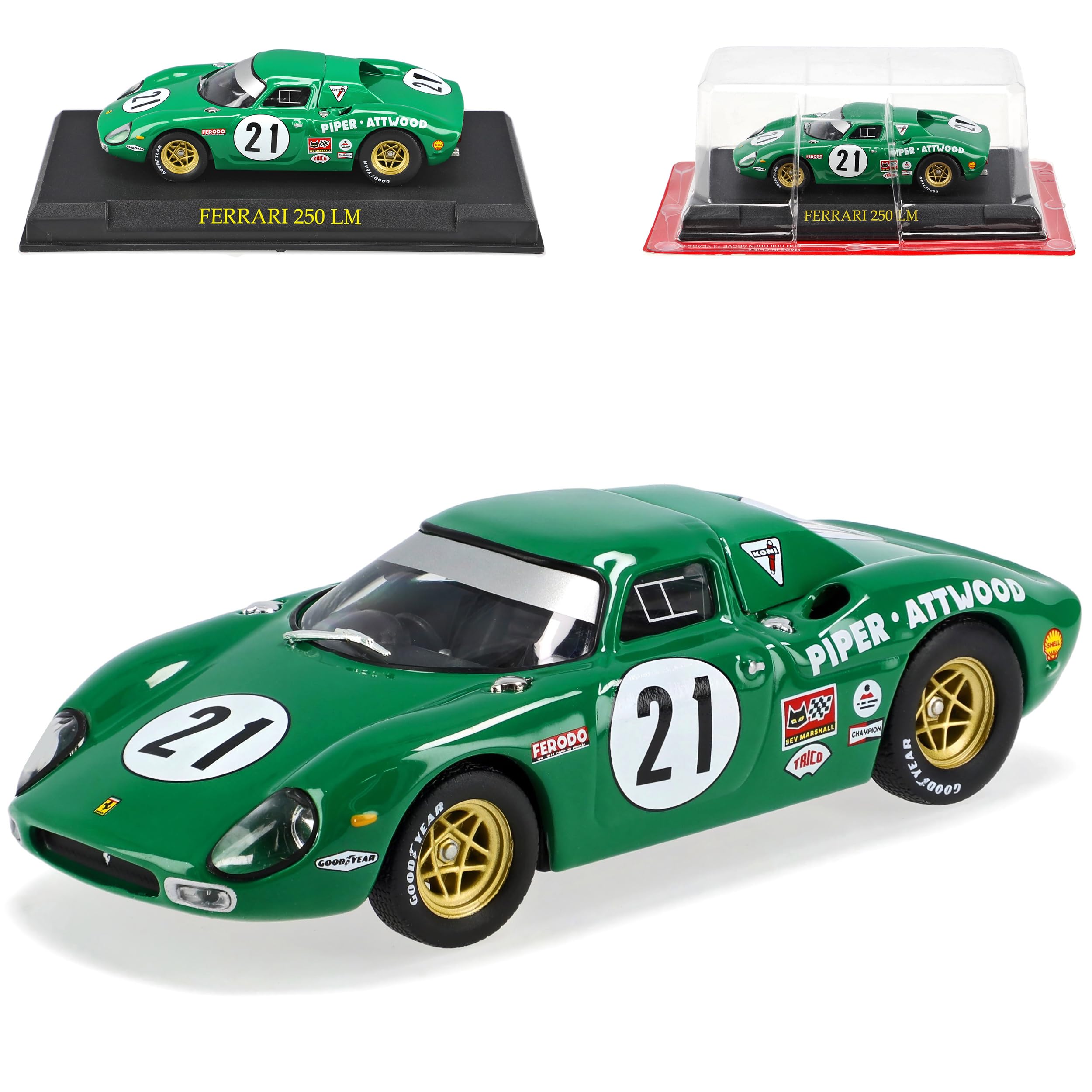 Ixo Ferrari 250 LM No. 21 Green 1/43 Model Car with Individual