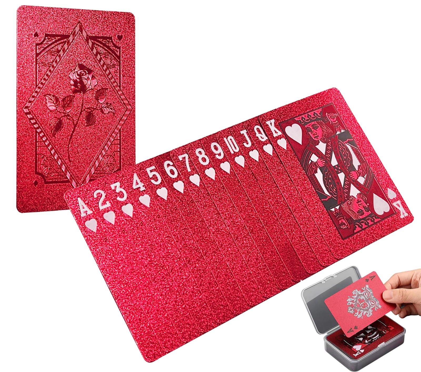 Amazon.com: CIBOAN Red Playing Cards, Plastic Waterproof Deck of
