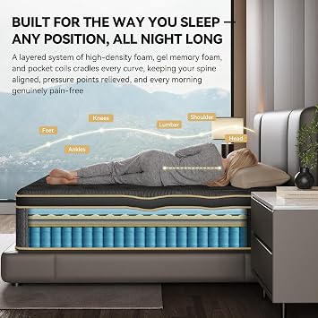 Mattress Queen Size, 12 Inch Queen Hybrid Mattress in a Box