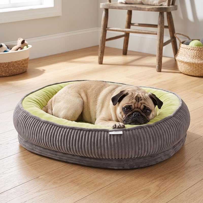Cama para Cachorro de Porte Médio com Almofada Removível TailThrone Verde-limão M, 66,04 x 48,26 x 12,7 cm