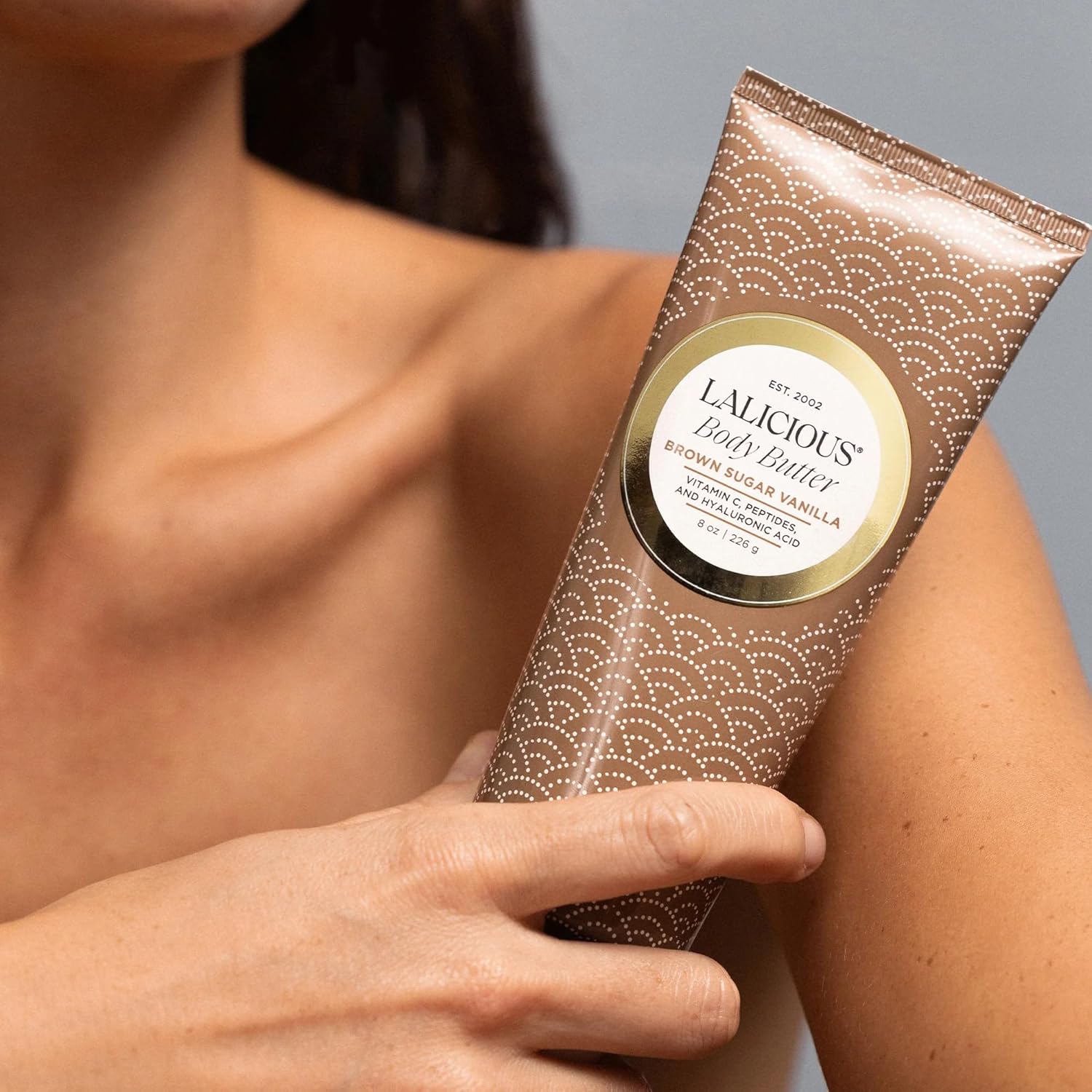 LaLicious Brown Sugar Vanilla Body Butter-Hydrating Body Moisturizer with Whipped Shea Butter, Soft Smooth Skin, Vanilla Body Lotion, Cucumber Extract, Apricot Oil, 8 Oz