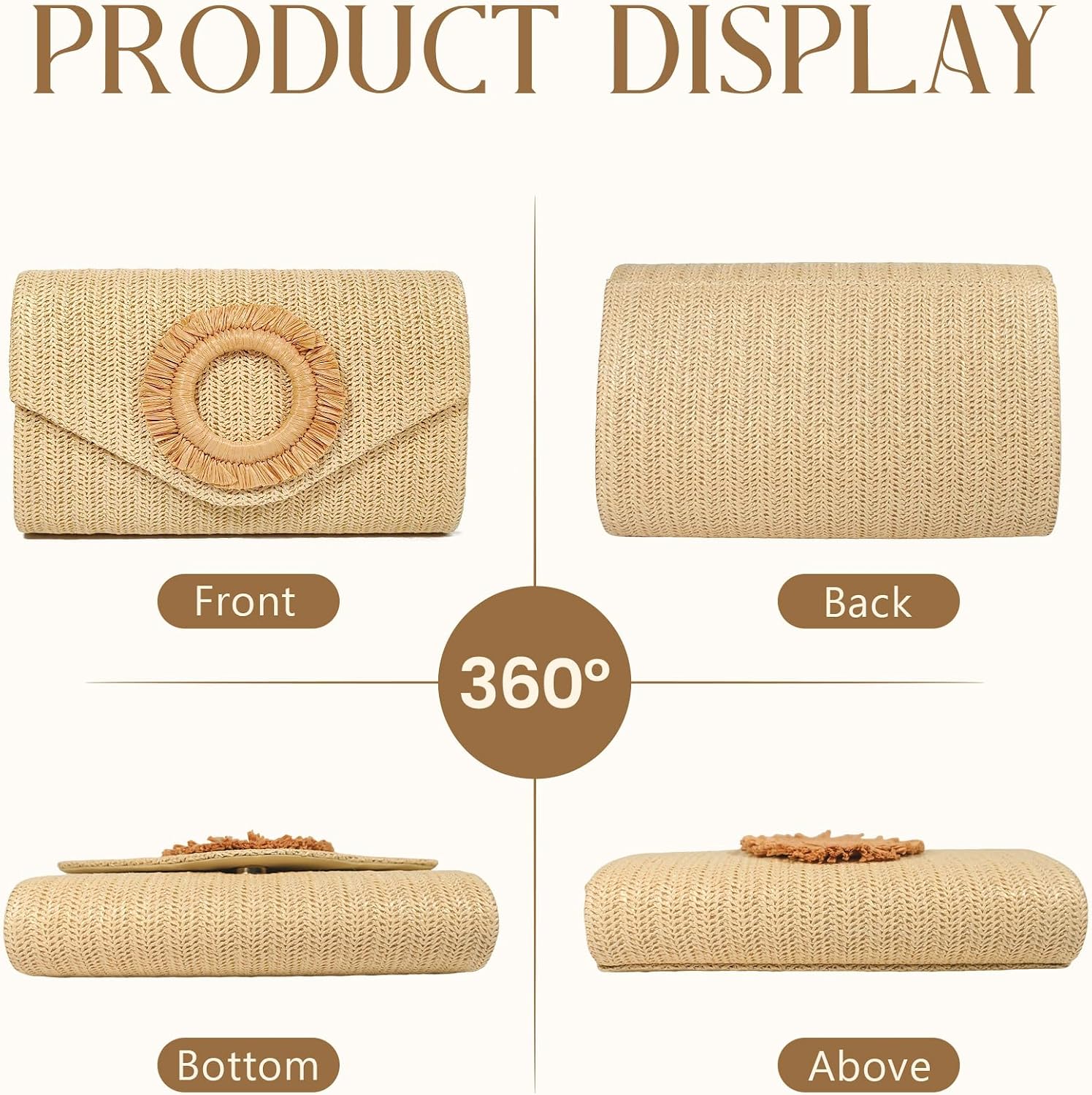 Straw Clutch Purse for Women,Summer Beach Bag,Envelope Evening Clutch Handbags for Formal Party Wedding 2025