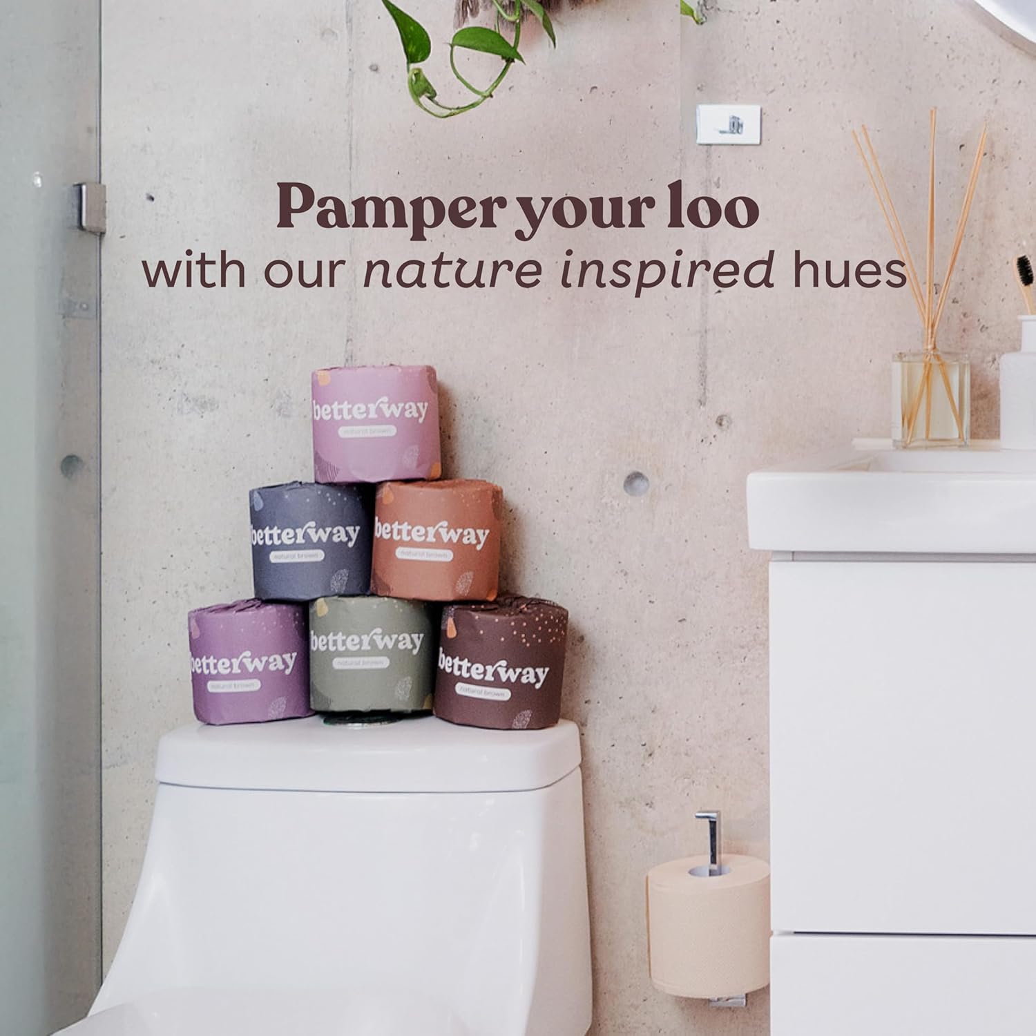 Betterway Unbleached Bamboo Toilet Paper Rolls - Eco-Friendly 3 Ply Toilet Tissue - 36 Long-Lasting Rolls - 360 Sheets/Roll - Organic, FSC Certified, Septic Safe TP - Lint-Free, PFAS-Free Bath Tissue