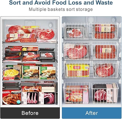 Miniatura 2 de iSPECLE Contenedores organizadores para congelador, paquete de 4 cestas verticales medianas para congelador de 14 a 15.5 pies cúbicos, clasifica y