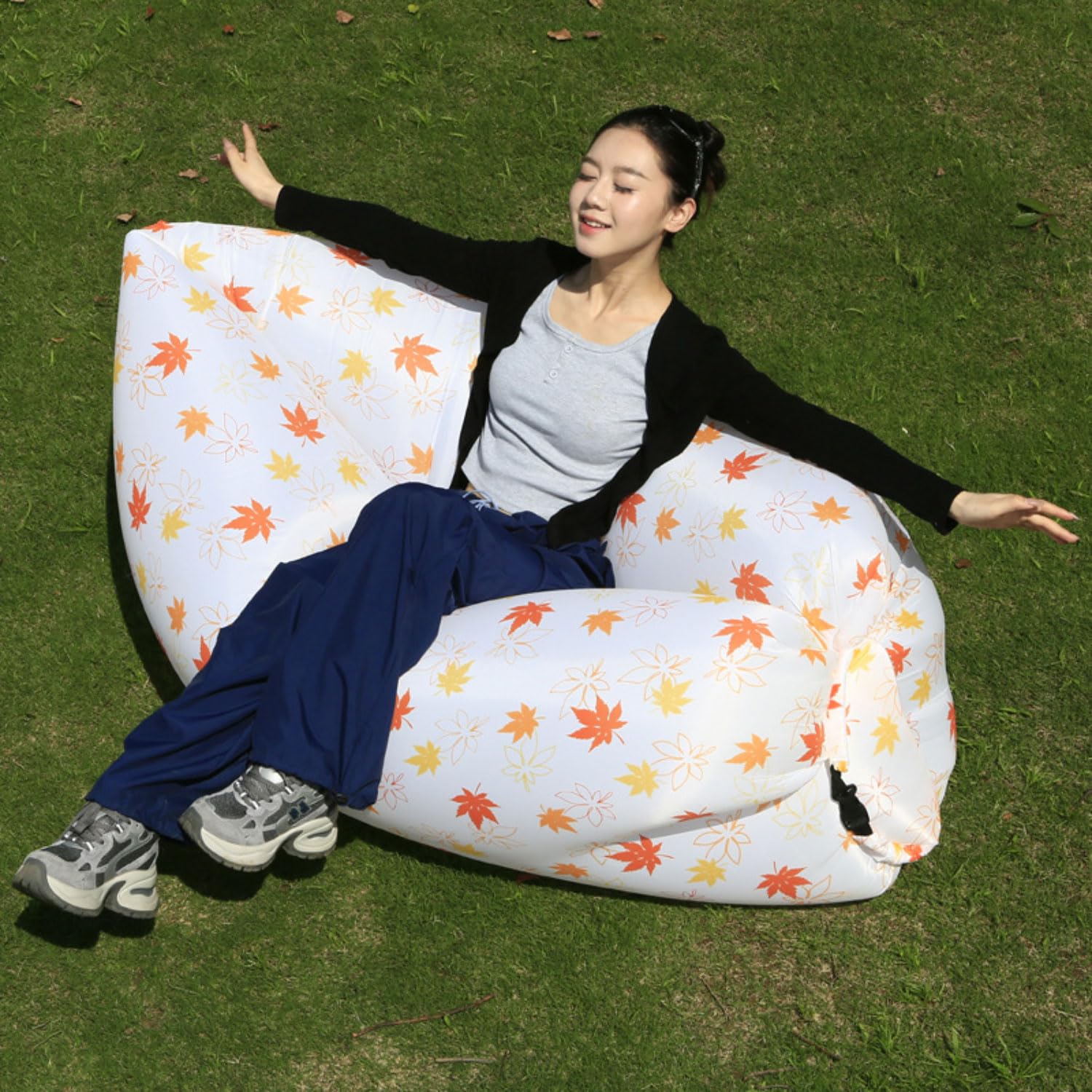 Canapé gonflable camping avec sac transport et chaise longue transat air extérieur pour randonnée