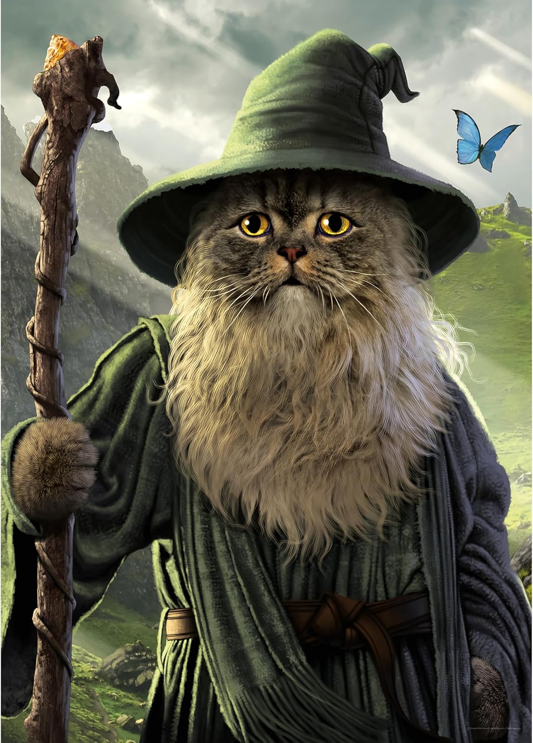 Aquarius Lord of the Cats Catdalf 1000 Piece Jigsaw Puzzle for Adults - LOTR Cat Funny Fantasy 20"x28" Tolkien Art Collectible Gift