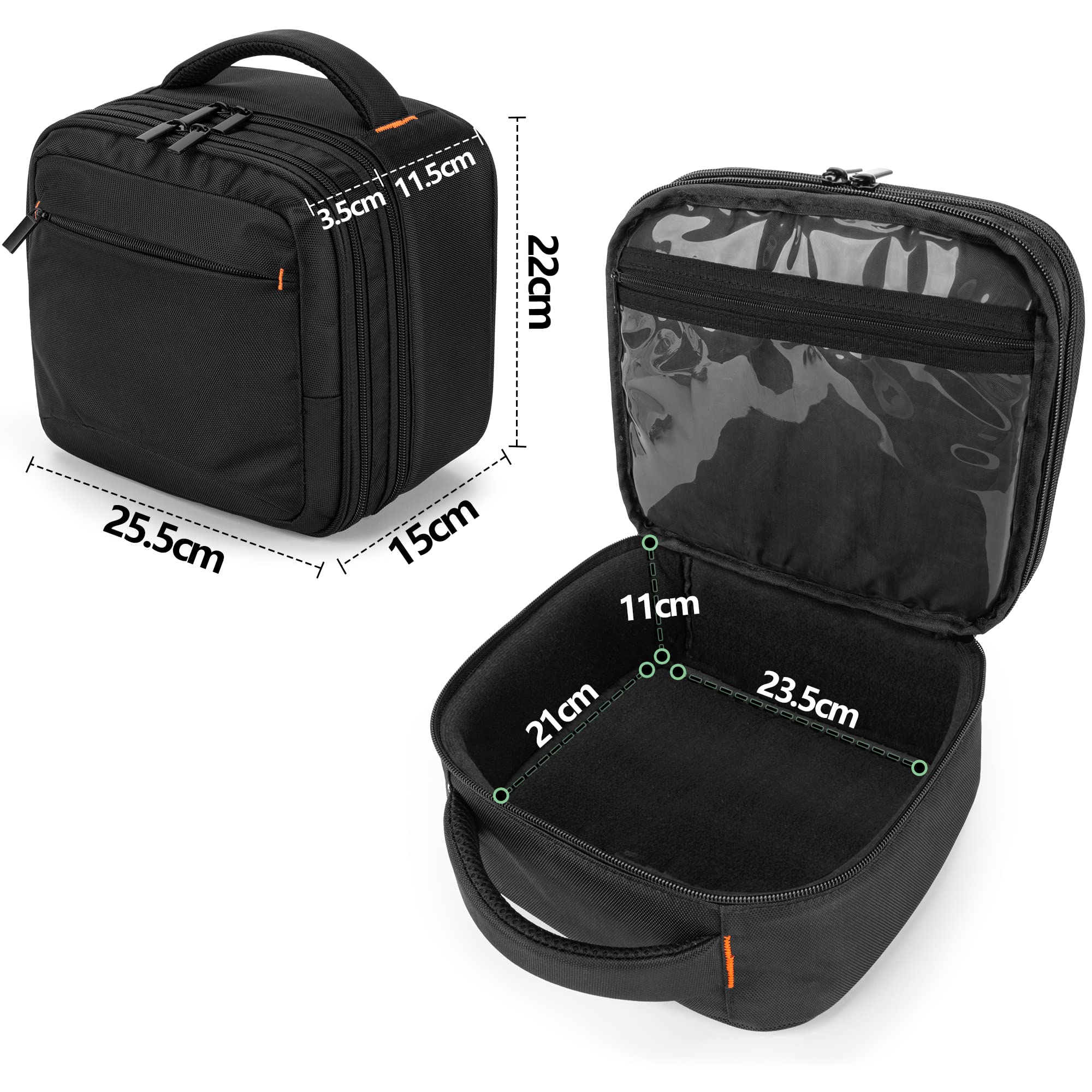 CURMIO Doppelschicht Beamertasche für Mini Beamer, Projektor Tasche Gehäuse, Beamer Tragetasche Kompatibel mit DR.J/QKK und Andere Mini-Beamer und Zubehör (OHNE Beamer UND ZUBEHÖR ENTHALTEN), Schwarz