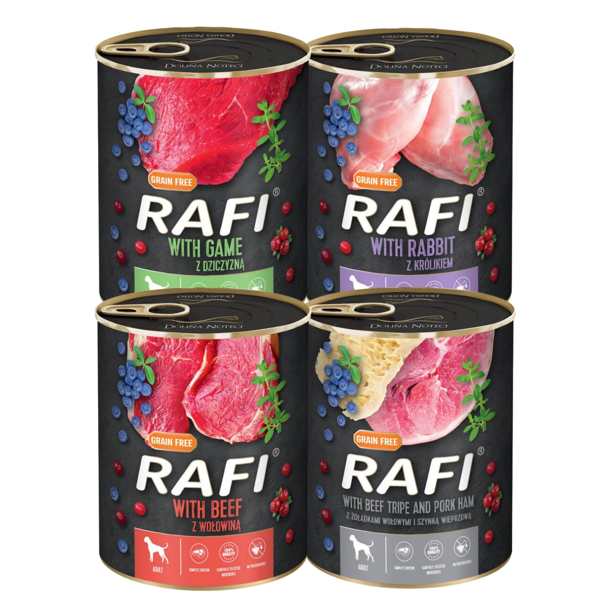 Rafi Wet Dog Food Poultry-Free Mixed Flavours 4 x 800g Cans