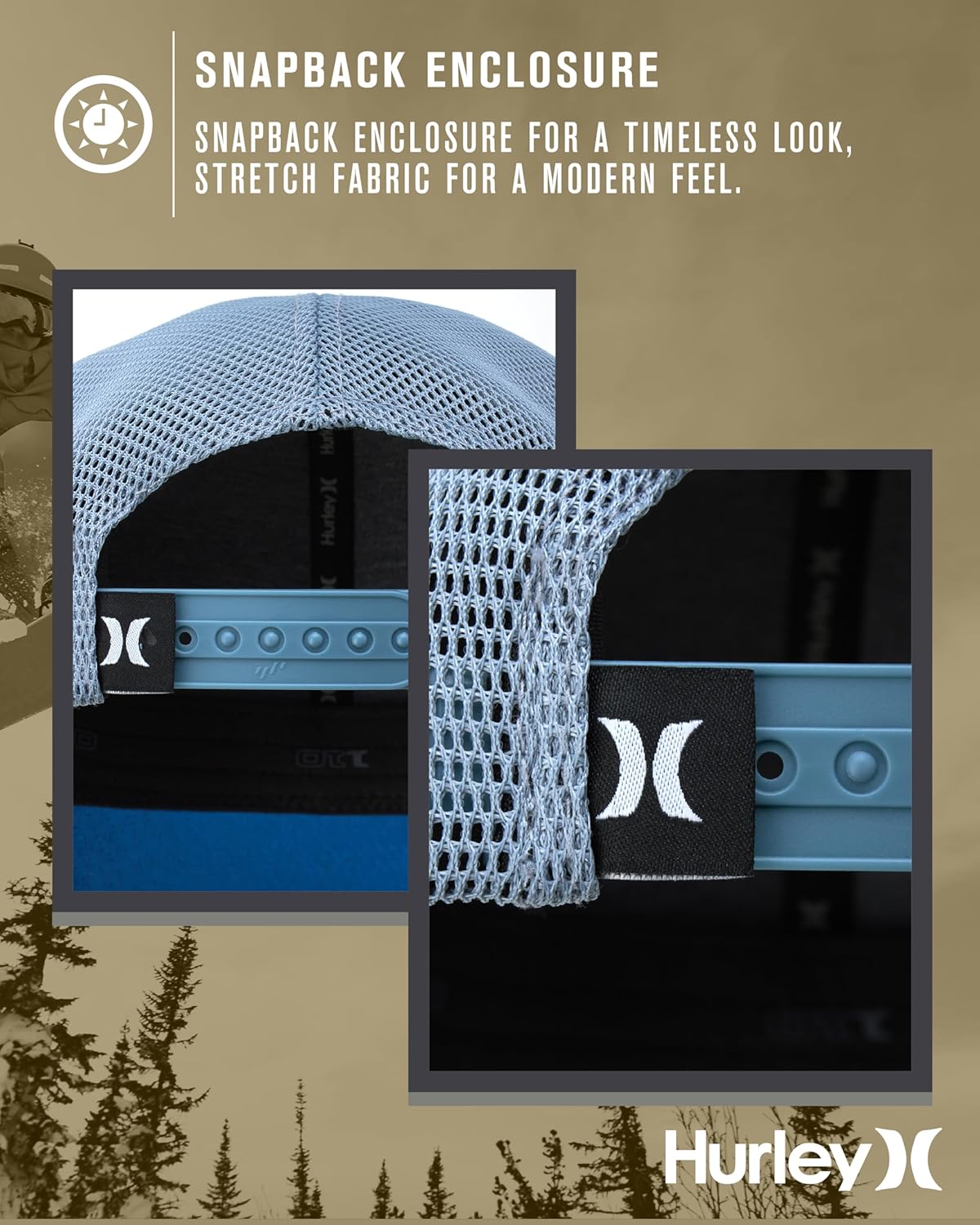 Hurley Men's Caps - H2O-Dri League Baseball Caps for Men with Snapback Closure - Classic Mens Trucker Hats (S-XL)