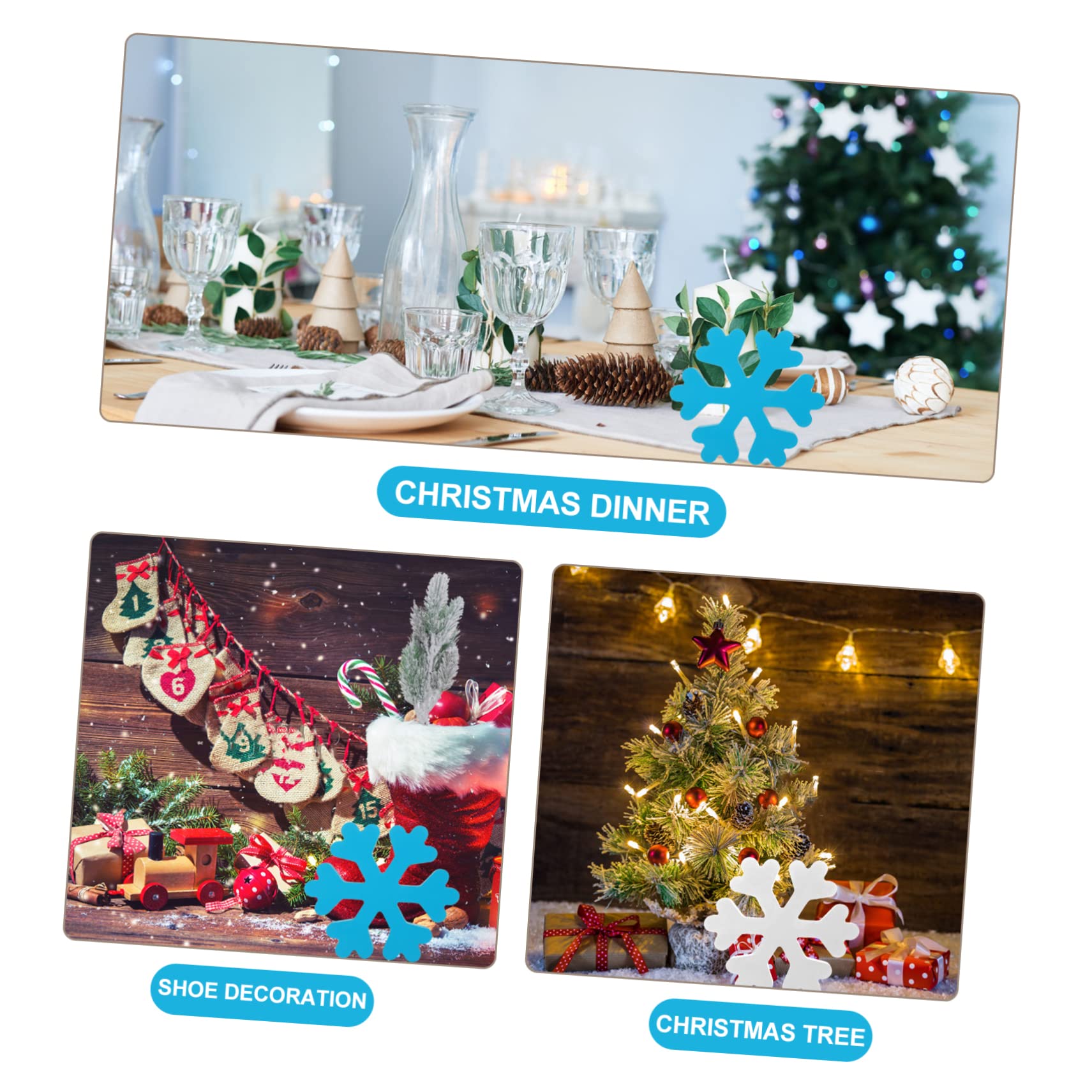 TOPBATHY 12 Stk Schneeflockendekoration Weihnachtsbaumanhänger Zum Aufhängen Rustikale Winterdekoration Dekorative Schneeflocken Blaue Weiße -mittelstück Holz