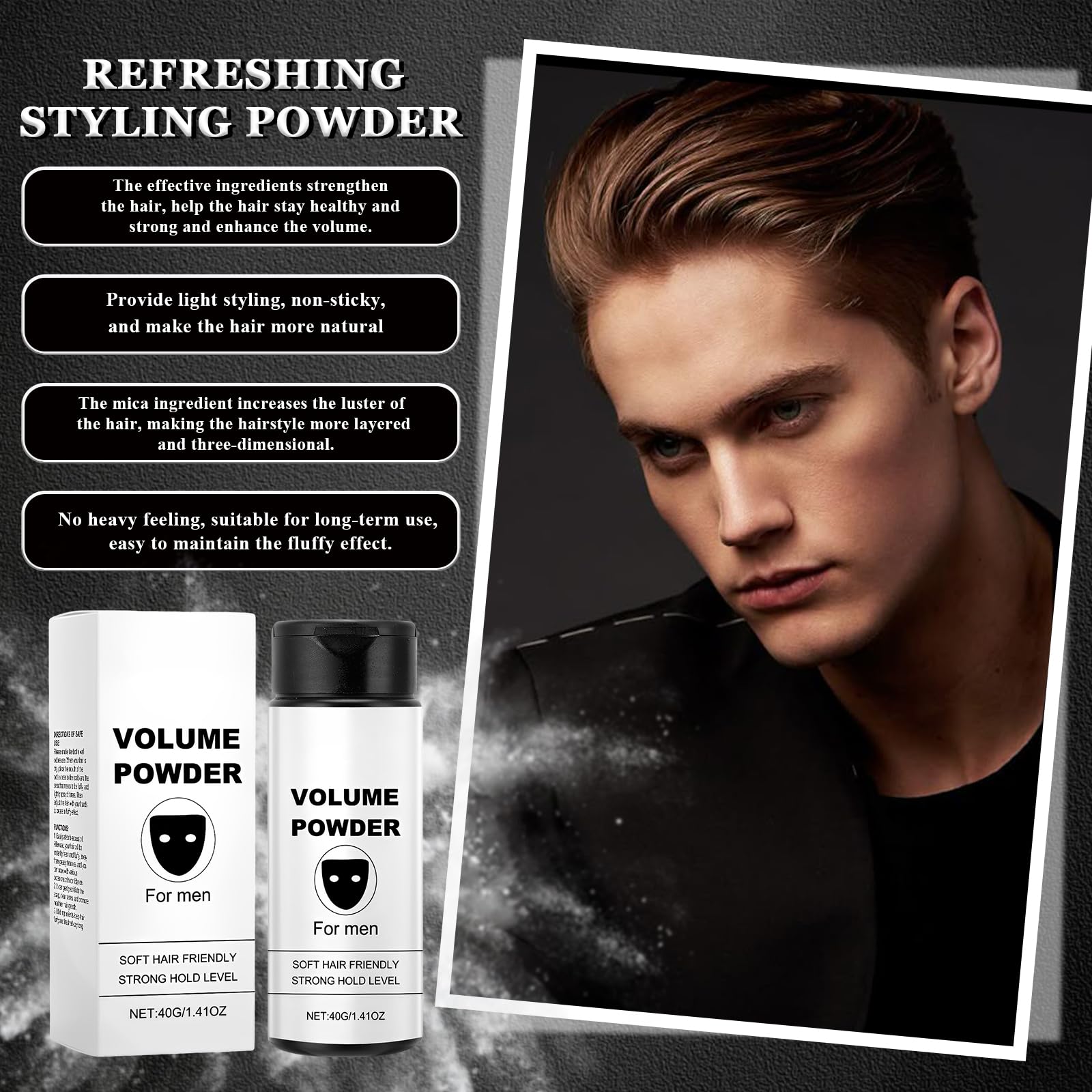 Poudre Volume Cheveux 40g + 100g Argile Coiffante, Sea Salt Spray | Poudre Texture Cheveux Homme, Cire Mat Cheveux Homme, Texture Naturellement Moelleuse – Tenue Longue Durée – Formule Douce