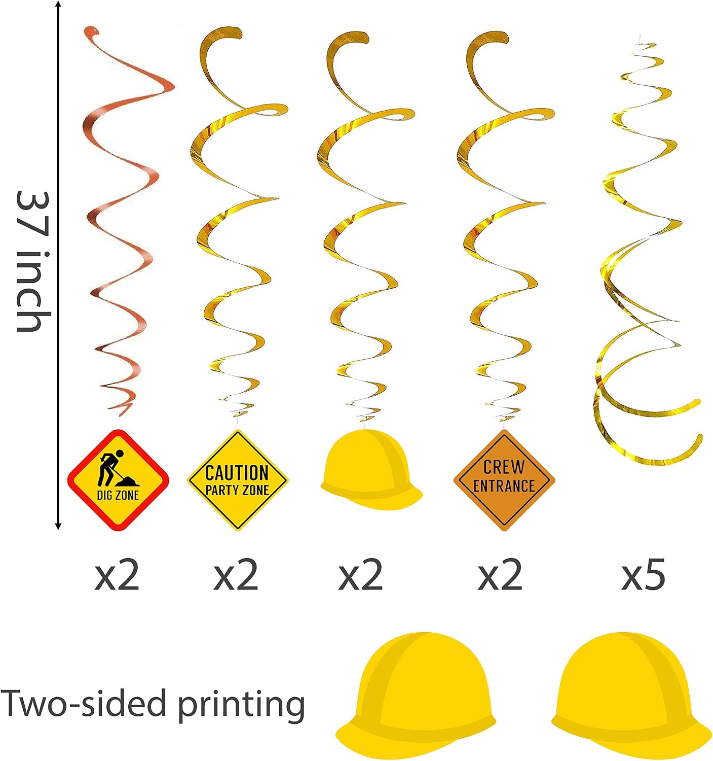 30Ct Construction Hanging Swirl Decorations, Traffic Zone Birthday Theme Streamers, Under Construction Site Party Supplies, Kids/Boy/Toddler First Favors, Stop Sign Road Worker Decor
