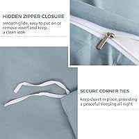 Vista 3 de JSD - Juego de funda de edredón color azul polvo, tamaño individual, 2 piezas, infantil, de microfibra, con funda de almohada, cierre de cremallera