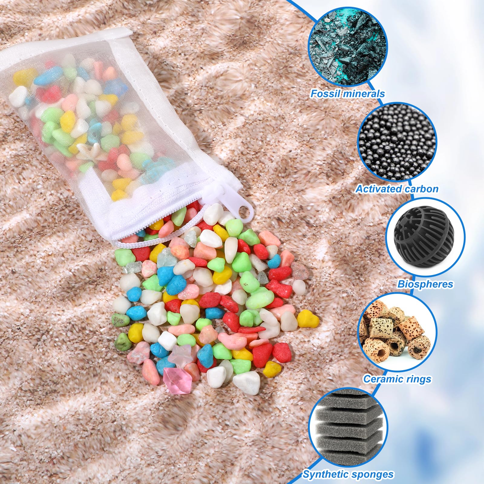 Gtziqa 15 Pcs Aquarium Filter Media Bags, Fine Mesh Filter Bags with Plastic Zipper - Image 2