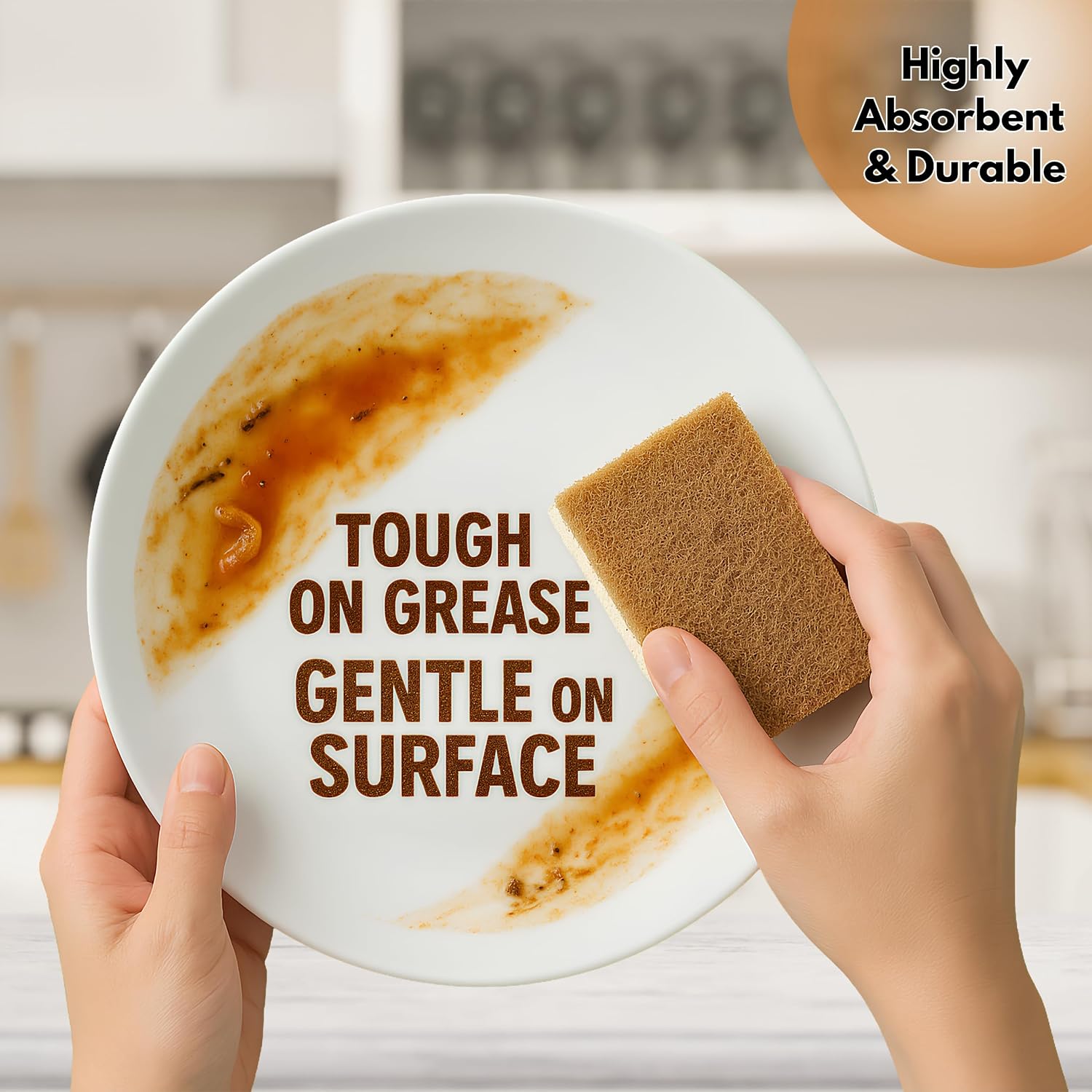 Coconut Kitchen Sponges (12 Pack) - Natural Coconut Fiber & Cellulose Dish Scrubber, Biodegradable Compostable Plant-Based Sponges for Dishes, Pots & Pans - Eco Friendly Non Scratch image 3