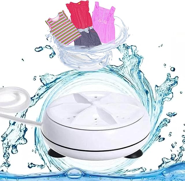 Mini Dishwasher Turbo Washing Machine Ultrasonic Turbine Washer with USB Cable Compact for Home, Travel, Business Trip Apartment