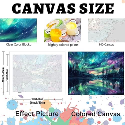 Miniatura 5 de Hutarosl Pintura por números para adultos, lienzo Aurora por números para adultos, pintura de cielo estrellado por números para adultos, kits de