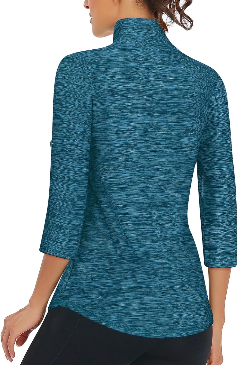 LURANEE Womens 3/4 Roll Sleeve 1/4 Zip Pullover Golf Shirts Athletic Hiking Running Workout Tops UPF 50+ - Image 3