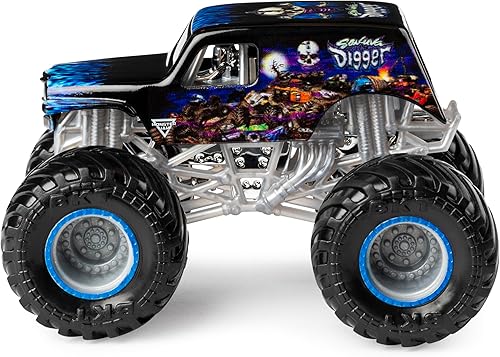 Miniatura 4 de Monster Jam Grave Digger vs Son-Uva Digger Monster Truck Duo Pack- True Metal a escala 164 fundido a presión con pintura y cuerpo originales para