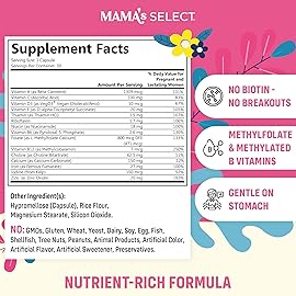 Mama\'s Select Prenatal Vitamins for Women - Allergen-Free, MTHFR Friendly, Methylated Folate & B Vitamins, Easy-to-Digest, Supports Fetal Development, Once Daily, Vegan, No Biotin