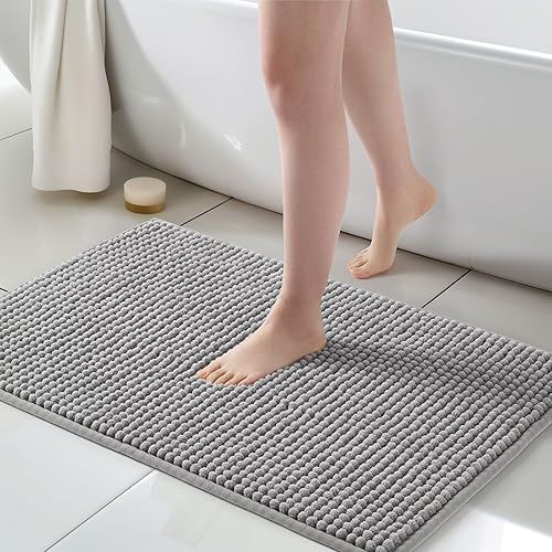 Miniatura 37 de FRESHMINT Alfombra de baño de felpilla Chunky Ombre 17"x24", pequeñas alfombras de baño suaves y absorbentes al agua para el piso del baño, gruesas